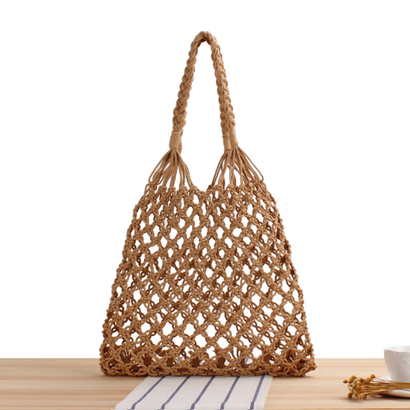 Mesh tote bag made of handcrafted natural material with unique pattern Bowlift