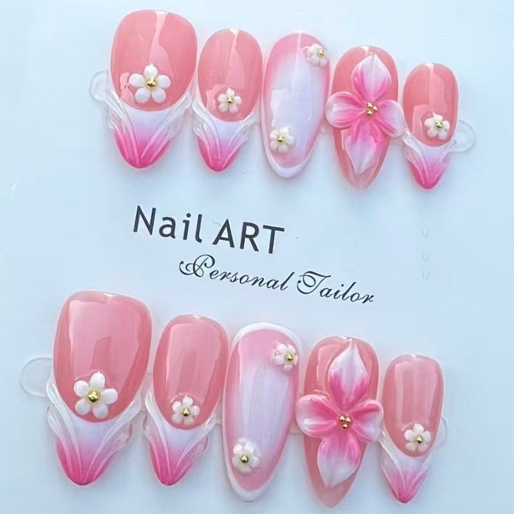 Nature-Themed Artistic Press-On Nail Set Bowlift