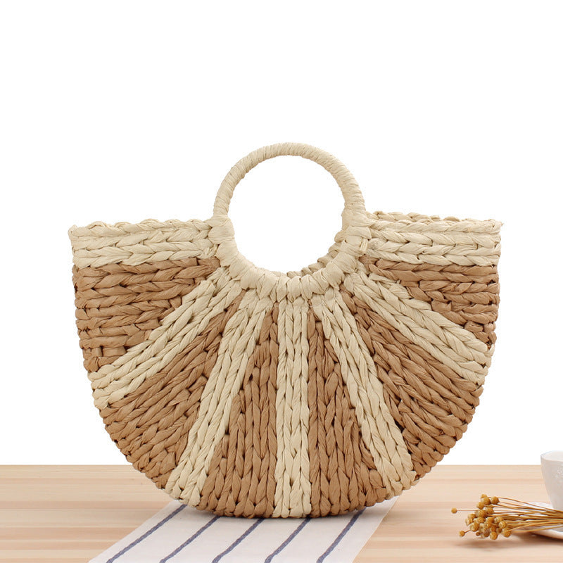 Elegant Straw Bag with Stiff Handle Bowlift