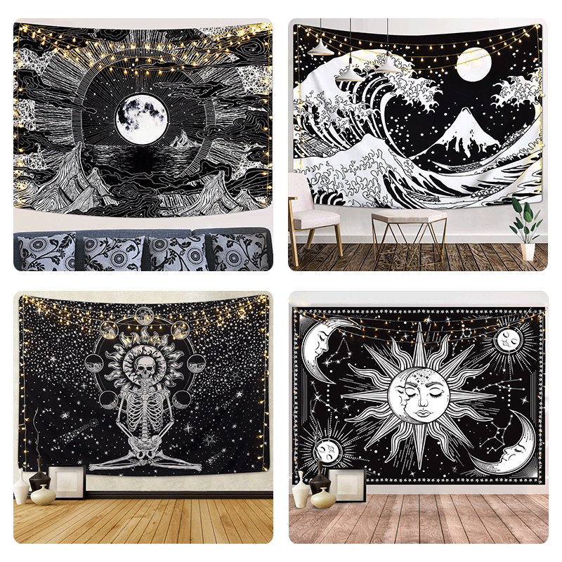 Celestial Sun and Moon Wall Tapestry