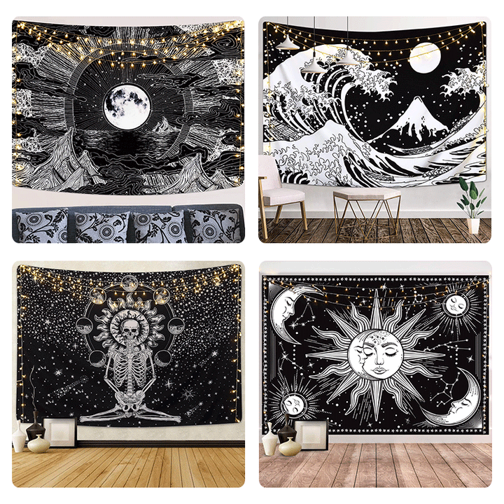 Celestial Sun and Moon Wall Tapestry