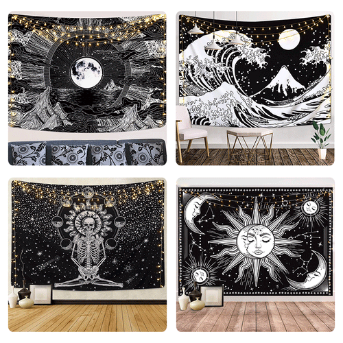 Celestial Sun and Moon Wall Tapestry