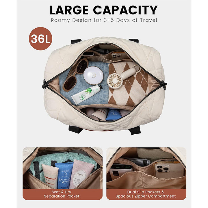 Practical Travel Bag with Removable Cosmetic Pouch Bowlift