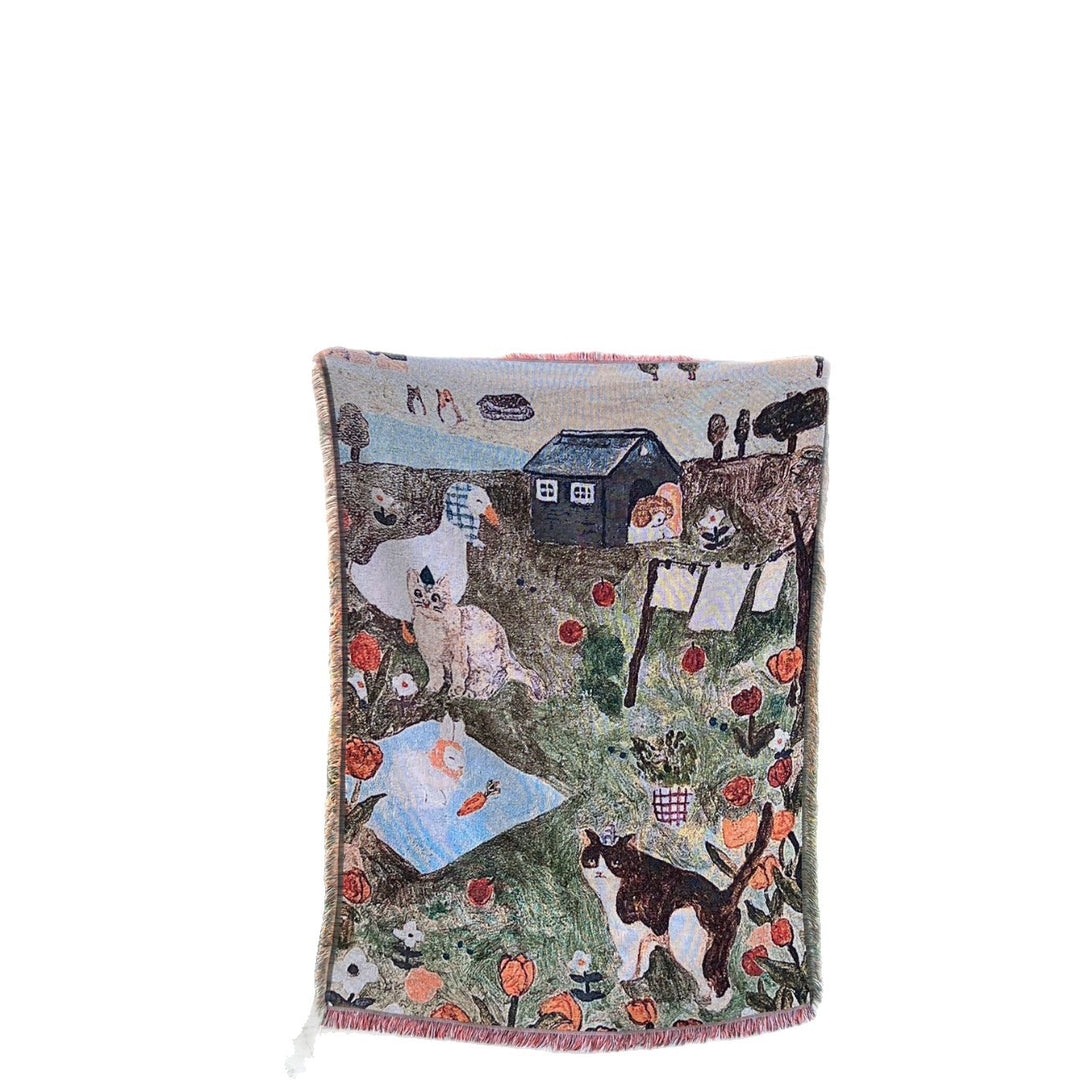 Artistic Farm-Themed Throw Blanket