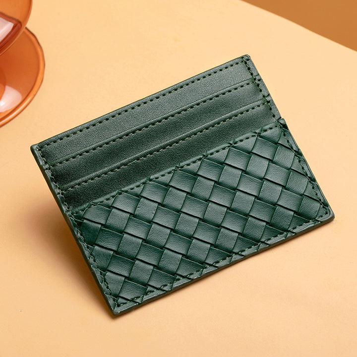 Woven Leather Card Holder Bowlift