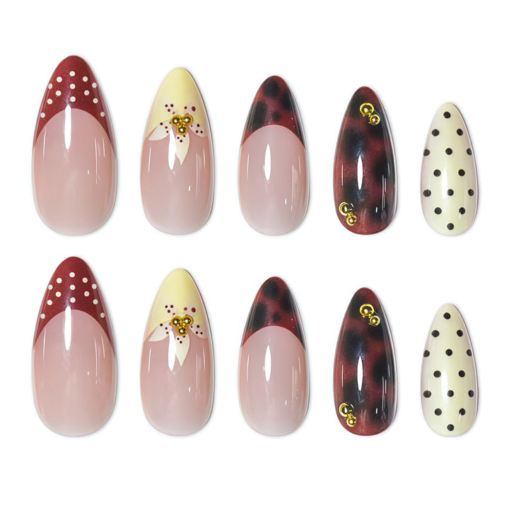 Artistic Floral Gel Nail Extensions Bowlift