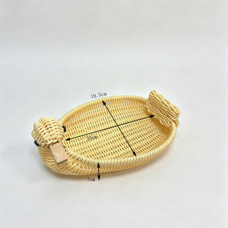 Frog-Shaped Decorative Woven Basket Bowlift