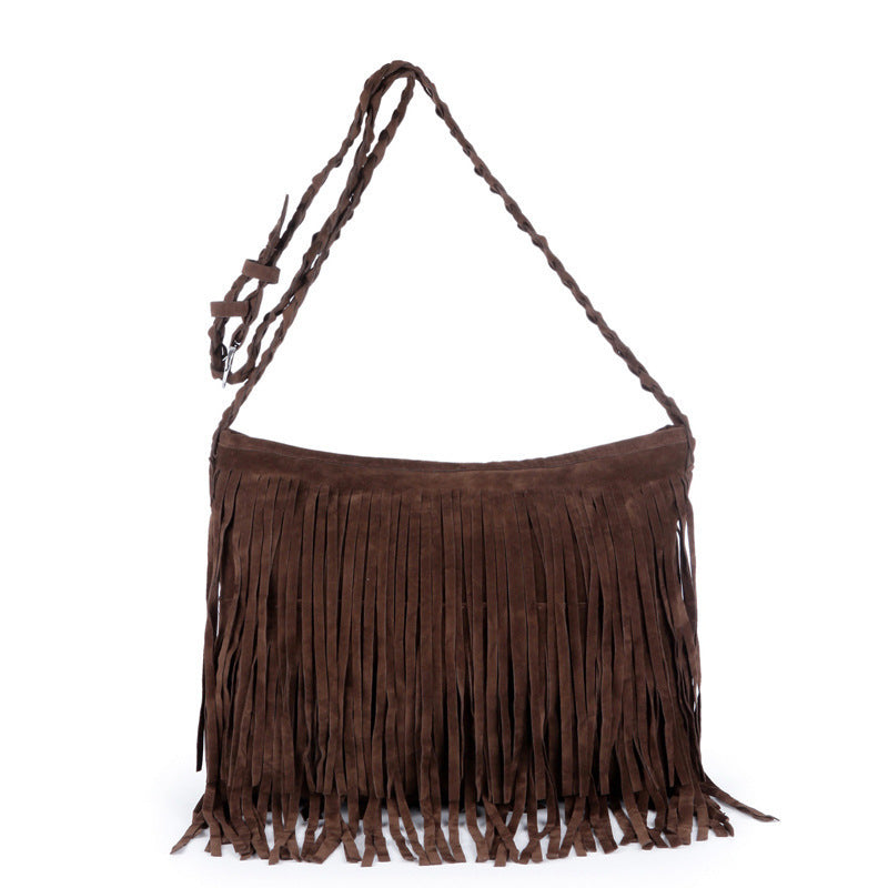 Stylish Fringe Suede Crossbody Bag Bowlift