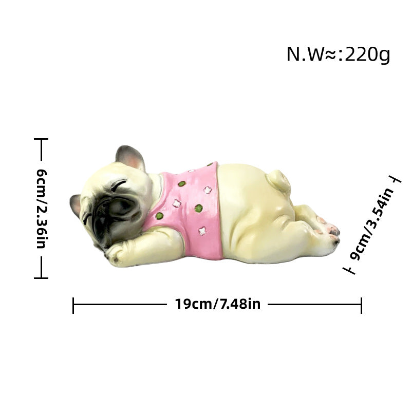 Decorative Sleeping Bulldog Figure Bowlift