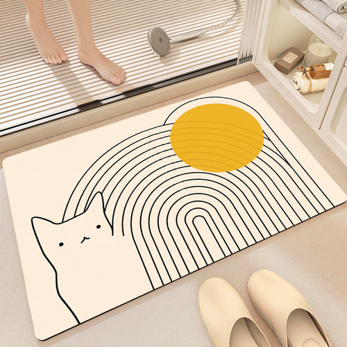 Artistic Cat-Themed Bath Mat Bowlift