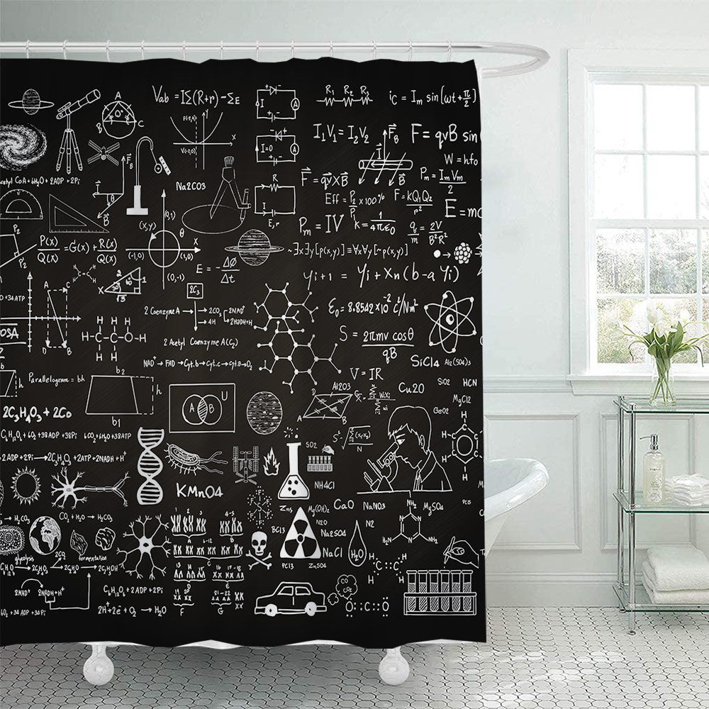 Shower Curtain with Scientific Equation Design Bowlift
