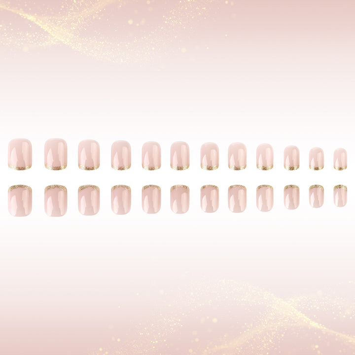 Premium Glossy French Tip Press-On Nails Bowlift
