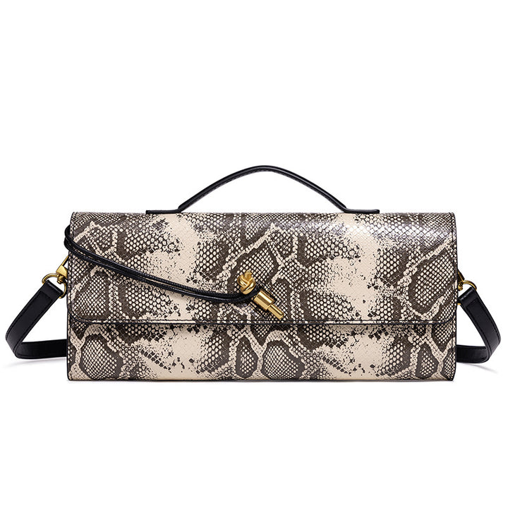 Elegant Textured Snakeskin Evening Clutch Bowlift