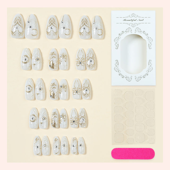 Premium Decorative Press-On Nail Art Set with Glamorous Accents Bowlift