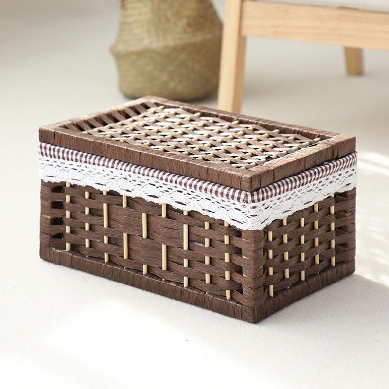 Rustic toy basket with checked pattern Bowlift