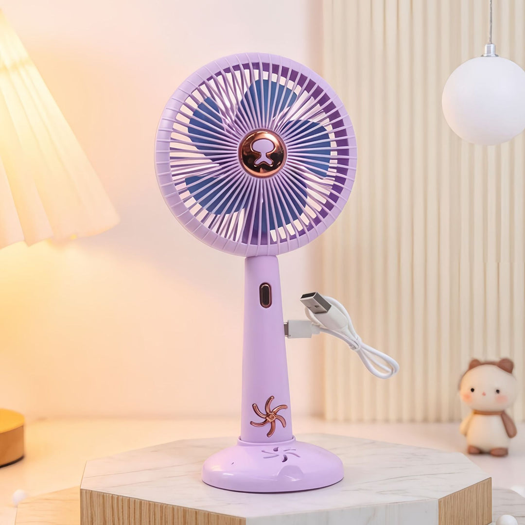 Unisex portable USB table fan with three-speed performance, adjustable head, and rechargeable battery Bowlift