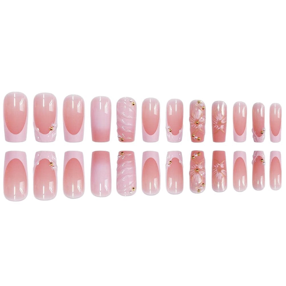 Artistic Floral Press-On Nail Extensions Bowlift