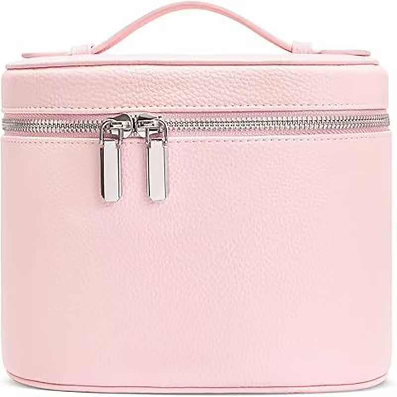 Cosmetic bag with practical carrying handle and double zipper Bowlift