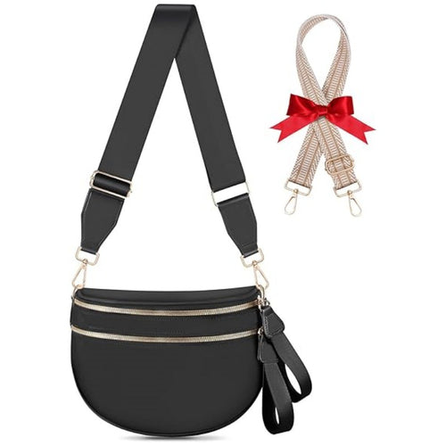 Fashionable crossbody bag with removable shoulder strap and double zipper Bowlift