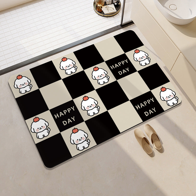 Playful Cartoon Dog-Themed Bath Mat Bowlift