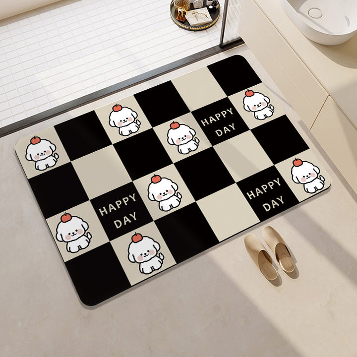 Playful Cartoon Dog-Themed Bath Mat Bowlift
