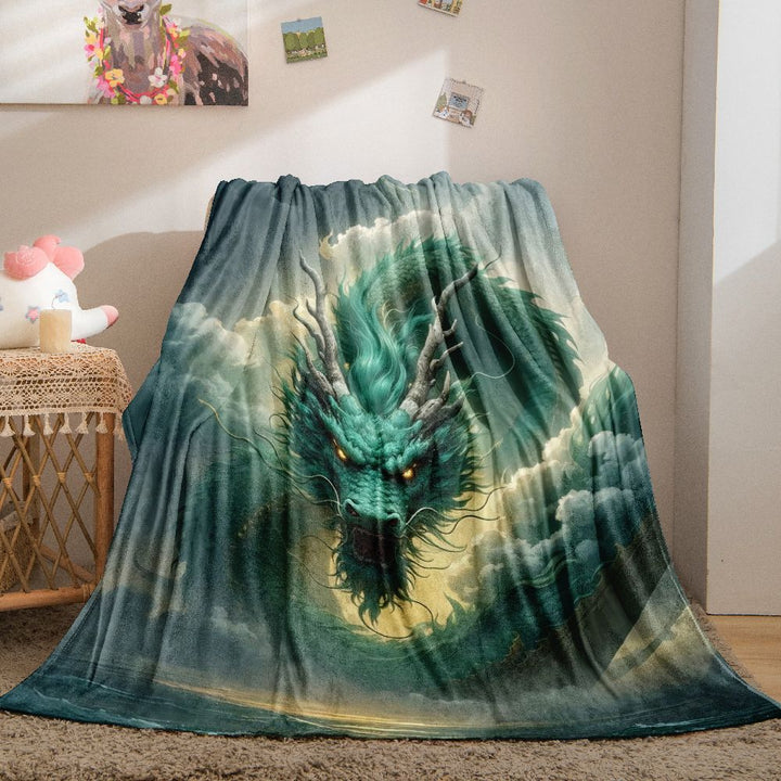 Artistic Dragon Print Throw Blanket