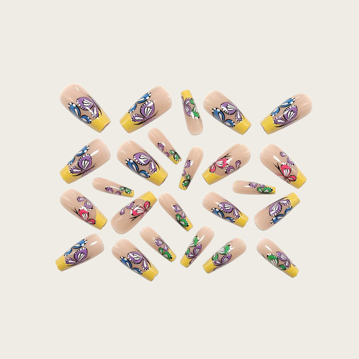 Nail set with intricate butterfly design Bowlift