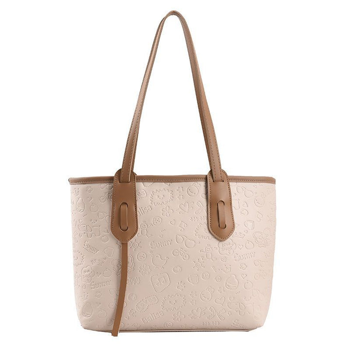 Embossed Pattern Shoulder Tote Bowlift