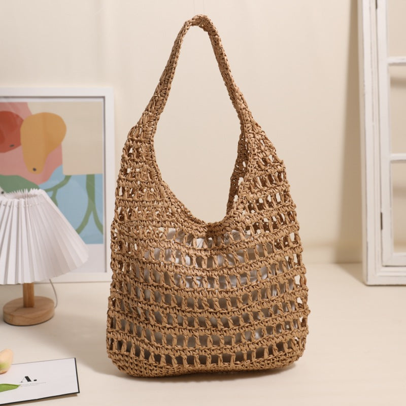 Trendy net tote bag with gathered design Bowlift