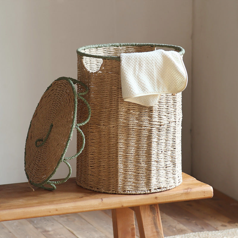 Rustic laundry basket with lid Bowlift