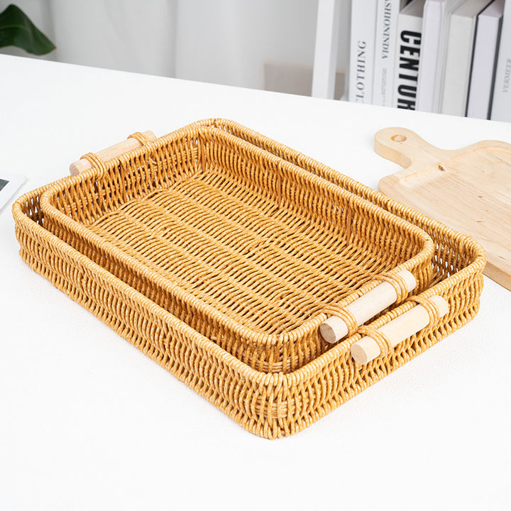 Handwoven Rectangular Serving Tray Bowlift