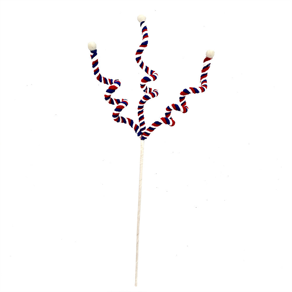 Unisex decorative spiral decoration stake with tinsel vines and ball ends Bowlift