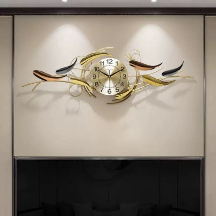 Artistic Wall Clock with Leaf Motif Bowlift