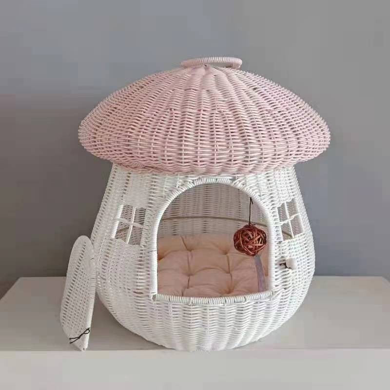 Playful cat basket in mushroom design Bowlift