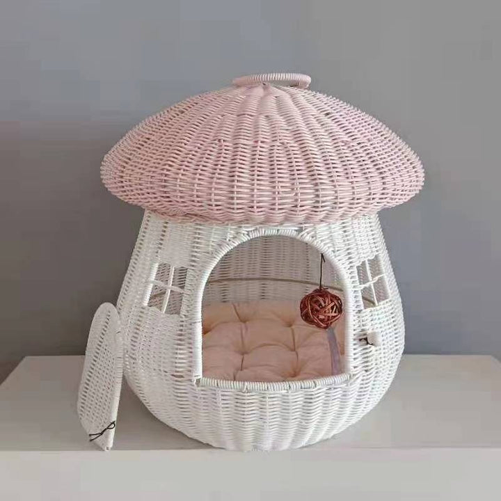 Playful cat basket in mushroom design Bowlift