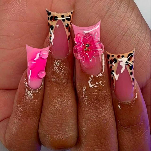 Artistic Floral Stiletto Nail Art Extensions Bowlift