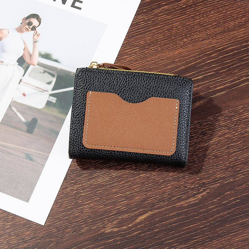 Compact Textured Zipper Wallet Bowlift