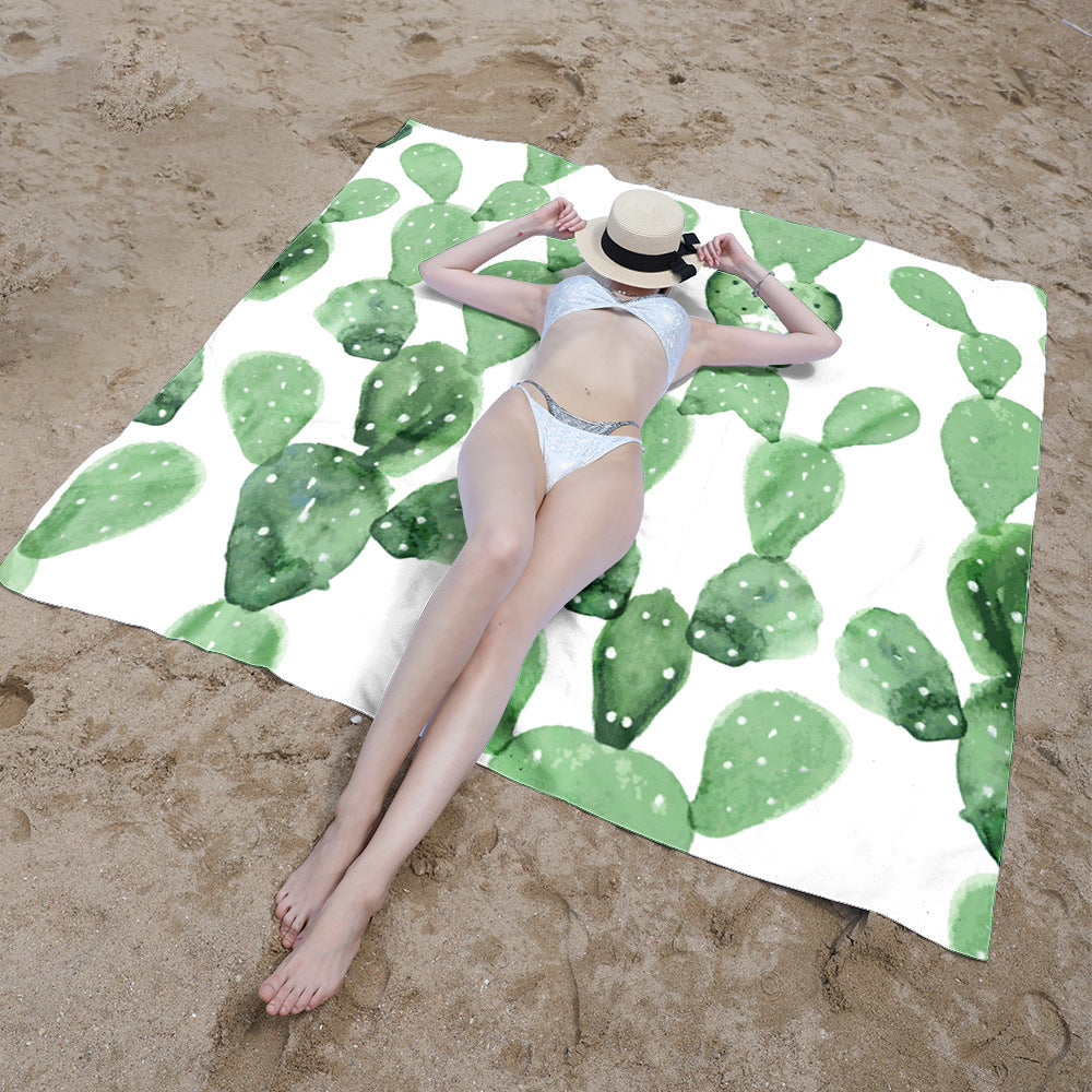 Beach blanket with floral cactus pattern Bowlift