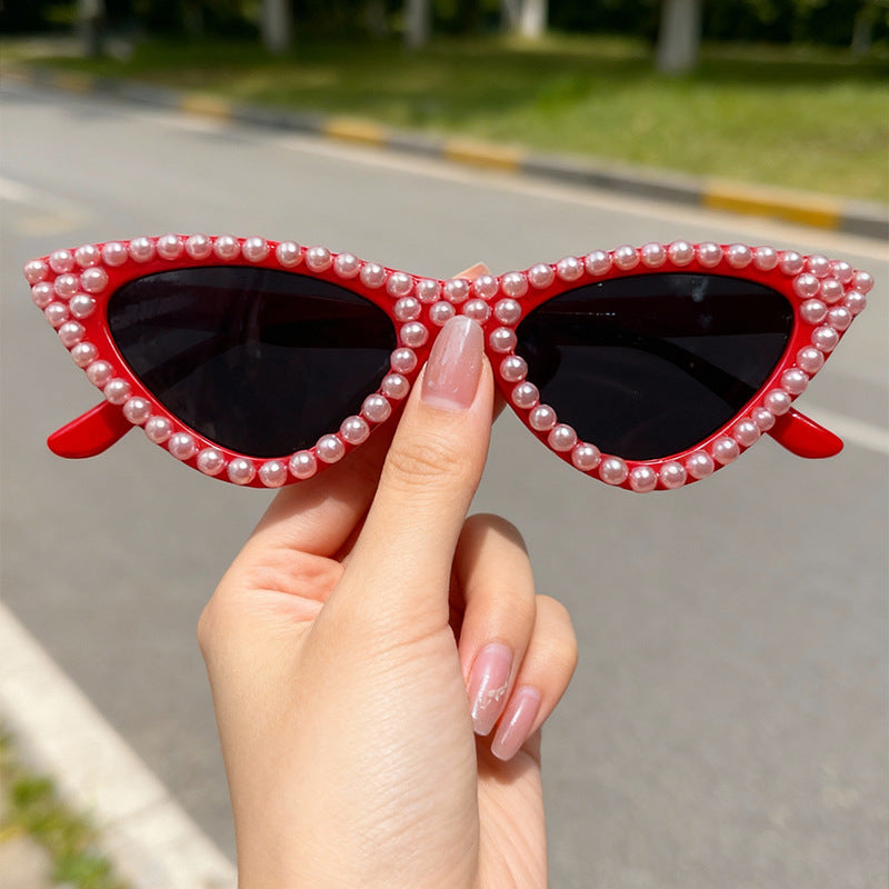 Pearl-Embellished Cat Eye Sunglasses Bowlift