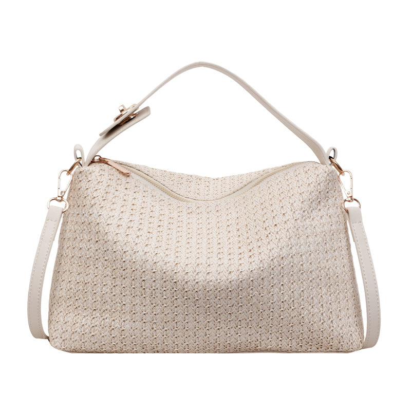 Elegant Straw Bag with Removable Shoulder Strap Bowlift