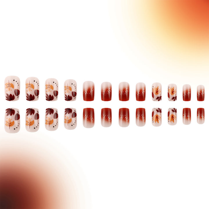 Autumn-Themed Press-On Nail Art Bowlift