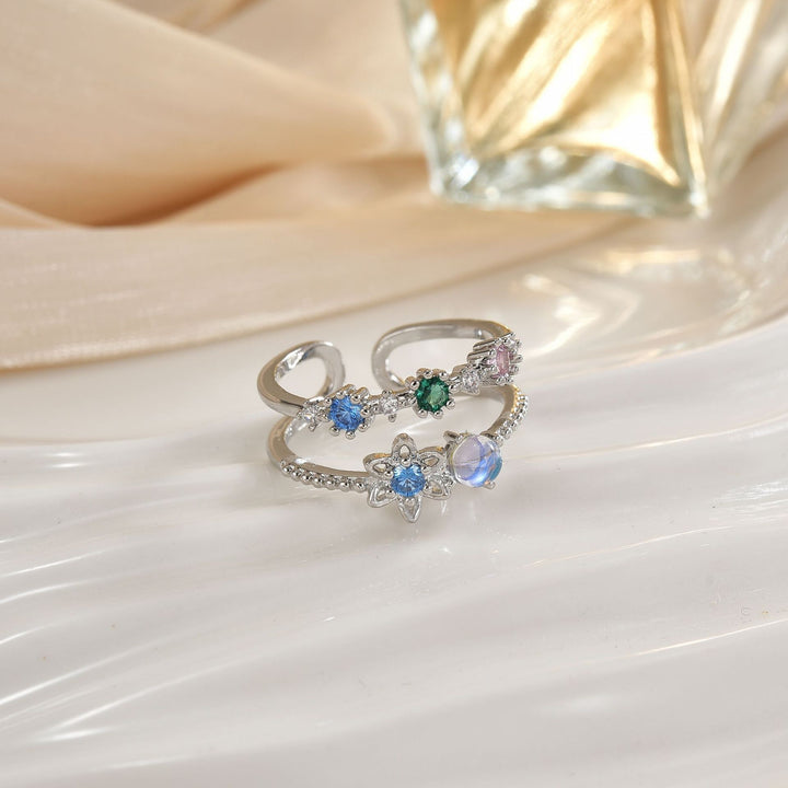 Double-Band Heart Halo Ring With Pavé Accents