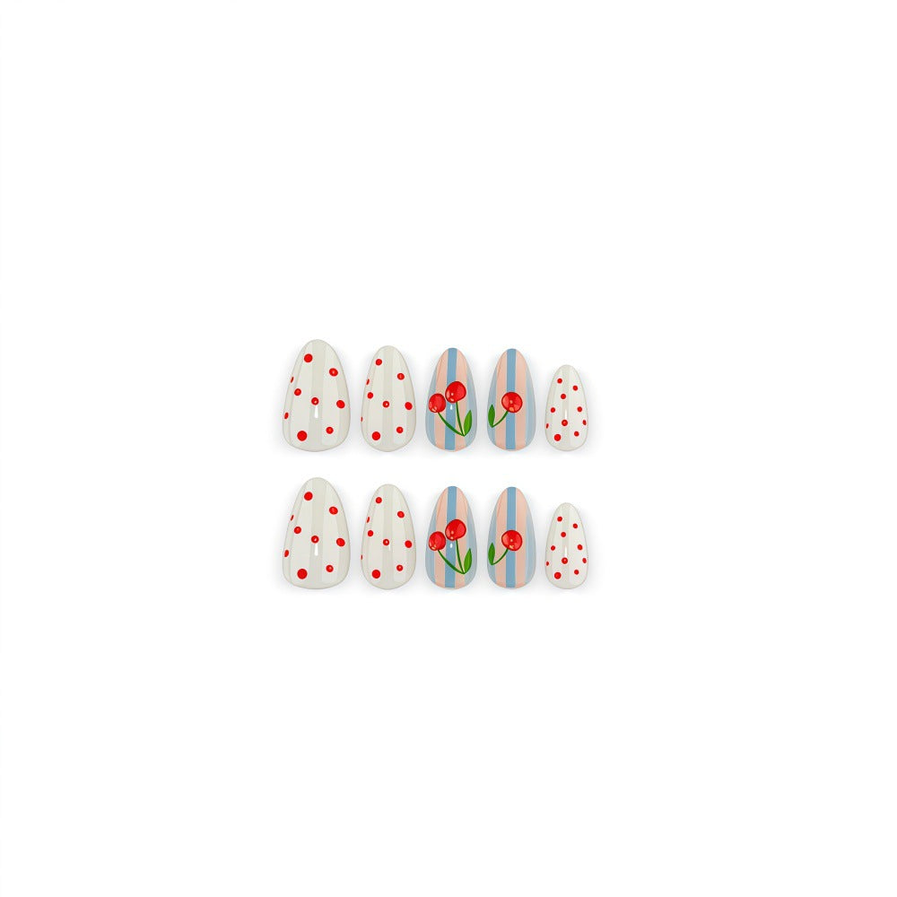 Creative art nails with cherry design Bowlift