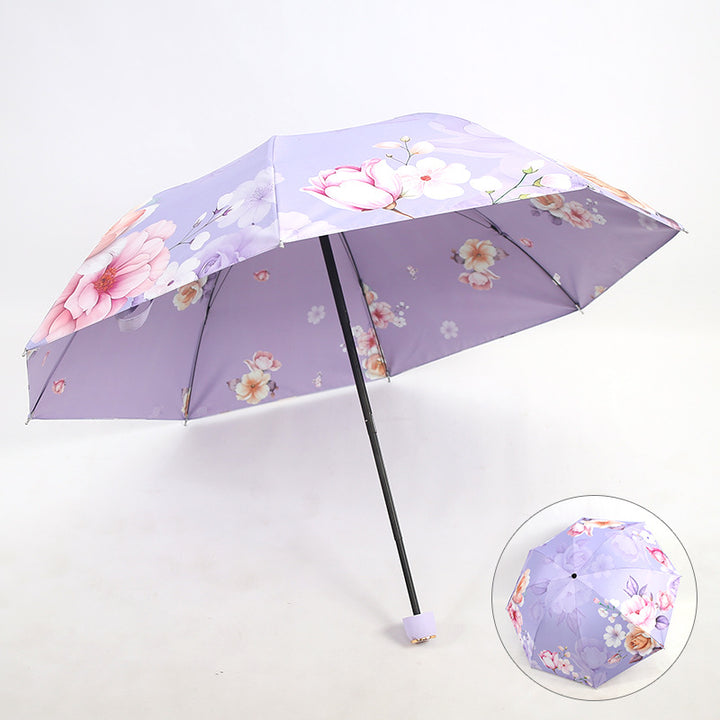 Ladies elegant folding umbrella with floral patterns Bowlift