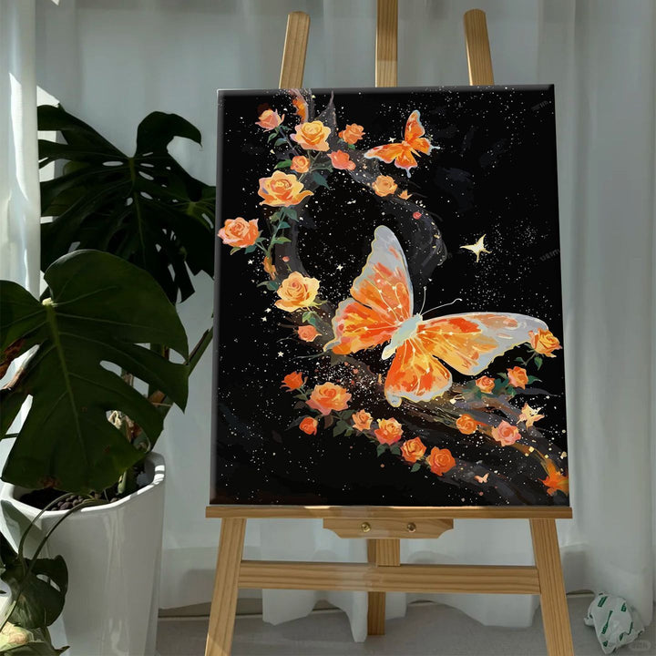 Colorful Butterfly and Floral Canvas Art Print Bowlift