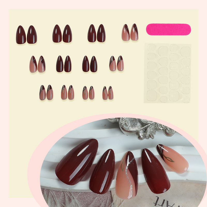 Elegant Press-On Nail Set with Unique Marble and Gradient Patterns Bowlift