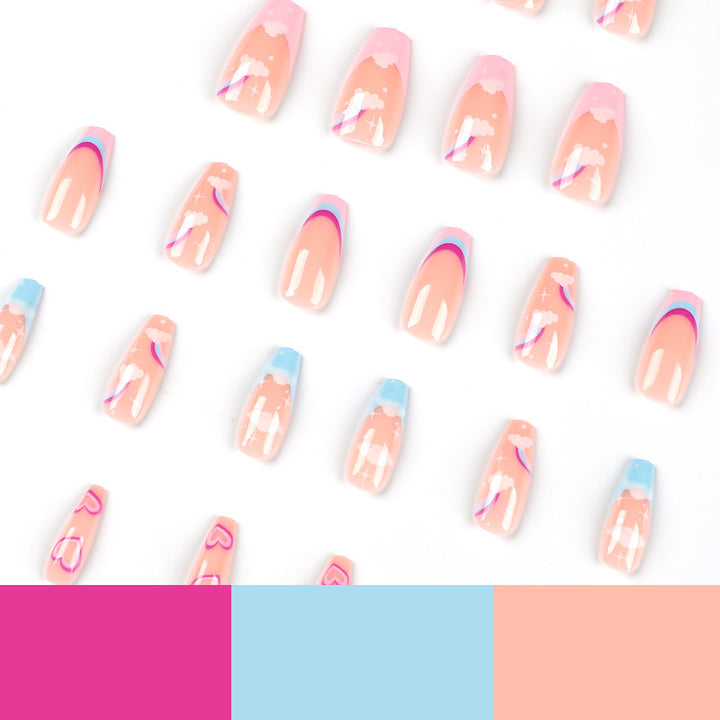 Artificial nail art with rainbow design Bowlift