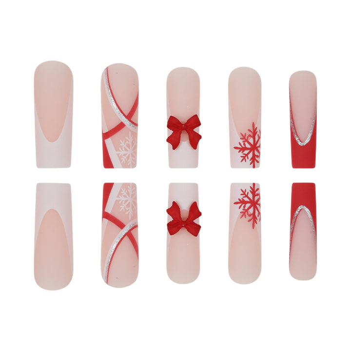 Festive Christmas Themed Press-On Nail Art Bowlift