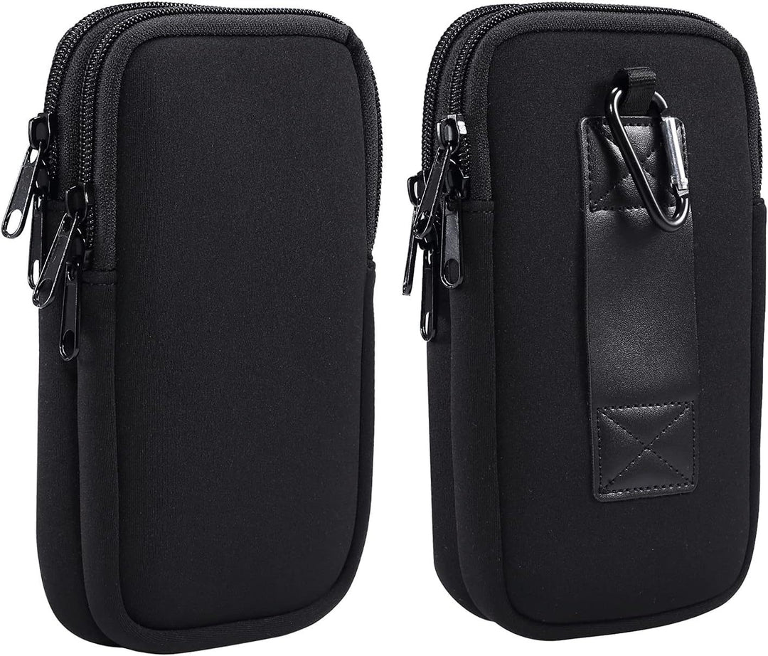 Protective Neoprene Phone Belt Pouch with Double Zip and Carabiner Bowlift