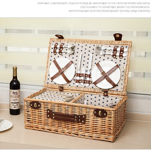 Women's Classic Picnic Basket with Integrated Dish Set Bowlift